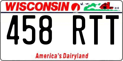WI license plate 458RTT