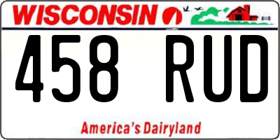 WI license plate 458RUD