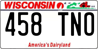 WI license plate 458TNO