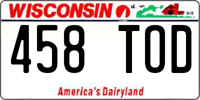 WI license plate 458TOD