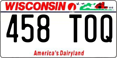 WI license plate 458TOQ
