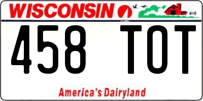 WI license plate 458TOT