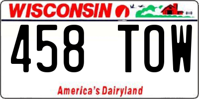 WI license plate 458TOW