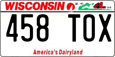 WI license plate 458TOX