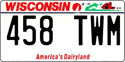 WI license plate 458TWM