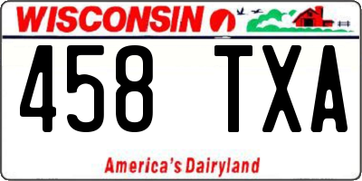WI license plate 458TXA