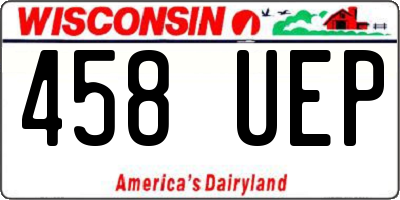 WI license plate 458UEP