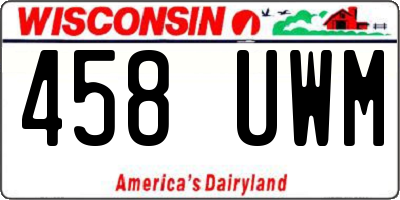 WI license plate 458UWM