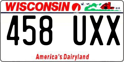 WI license plate 458UXX