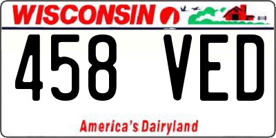 WI license plate 458VED