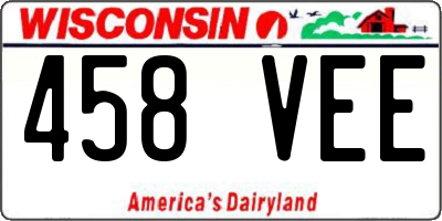WI license plate 458VEE