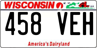 WI license plate 458VEH