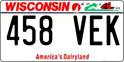 WI license plate 458VEK