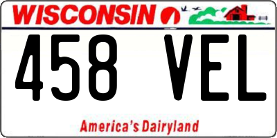 WI license plate 458VEL