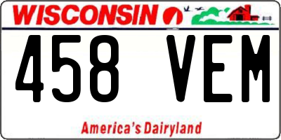 WI license plate 458VEM