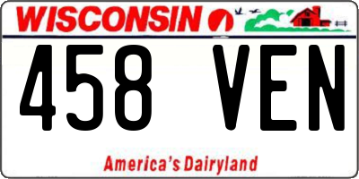 WI license plate 458VEN