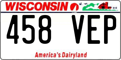 WI license plate 458VEP