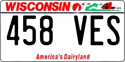 WI license plate 458VES
