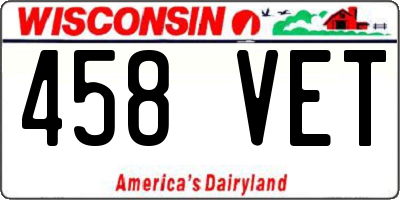 WI license plate 458VET