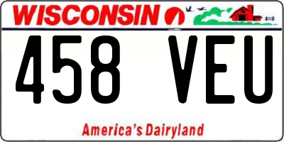 WI license plate 458VEU