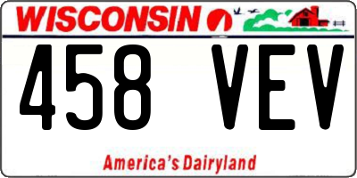 WI license plate 458VEV