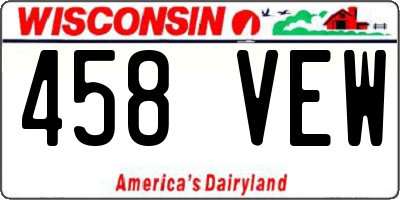 WI license plate 458VEW