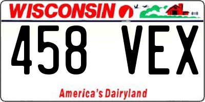 WI license plate 458VEX