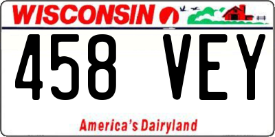 WI license plate 458VEY