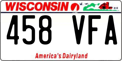 WI license plate 458VFA