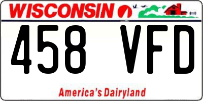 WI license plate 458VFD