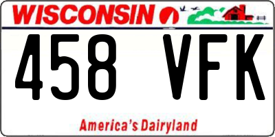 WI license plate 458VFK