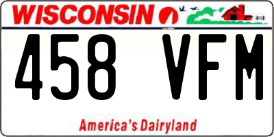WI license plate 458VFM