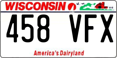 WI license plate 458VFX