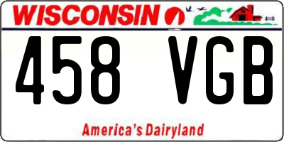 WI license plate 458VGB