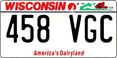 WI license plate 458VGC