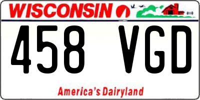 WI license plate 458VGD