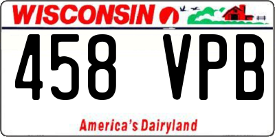WI license plate 458VPB