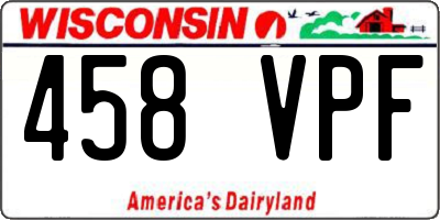 WI license plate 458VPF
