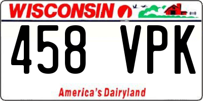 WI license plate 458VPK
