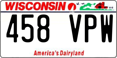 WI license plate 458VPW