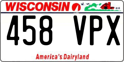 WI license plate 458VPX