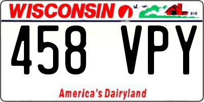 WI license plate 458VPY