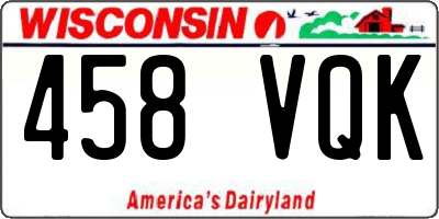 WI license plate 458VQK