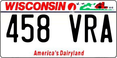 WI license plate 458VRA