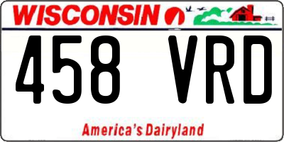 WI license plate 458VRD