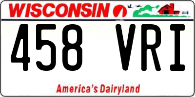 WI license plate 458VRI