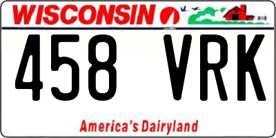 WI license plate 458VRK