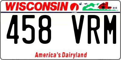 WI license plate 458VRM