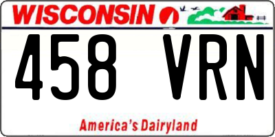 WI license plate 458VRN