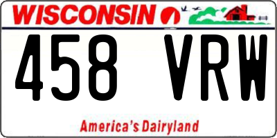 WI license plate 458VRW